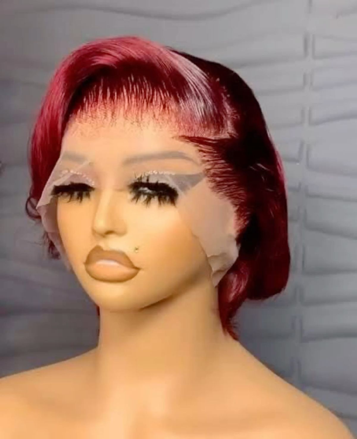 burgundy full frontal pixie cut - Main Image